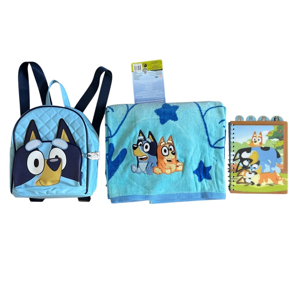 Bundle,Bluey Kids Backpack,Beach Towel and Notebook Unisex